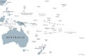 Oceania political map Royalty Free Stock Photo