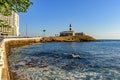 Oceanic avenue and Farol da Barra during the late afternoon Royalty Free Stock Photo