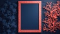 Coral Frame On Indigo: Narrative Paneling With Colorful Woodcarvings Royalty Free Stock Photo