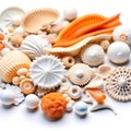 Oceanic Delights: Dried Starfish and Corals Presented on a Blank White Space