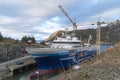 Maloy, Norway - 30th March 2011: The Oceanic Endeavour Seismic Vessel in Dry dock for a refit.