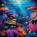 Oceanic Kaleidoscope: A vibrant aquatic collage, showcasing the rich marine life beneath the surface Royalty Free Stock Photo