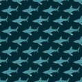 Oceanic whitetip shark seamless pattern in scandinavian style. Marine animals background. Vector illustration for children funny