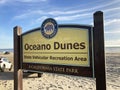 Oceano Dunes State Vehicular Recreation Area sign at the entrance to California State Park - Oceano, California, USA - 2022 Royalty Free Stock Photo
