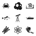 Oceanographic icons set, simple style