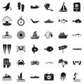 Oceanographic icons set, simple style Royalty Free Stock Photo
