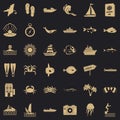 Oceanographic icons set, simple style