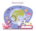 Oceanologist concept. Oceanography scientist. Practical studying and exploration Royalty Free Stock Photo