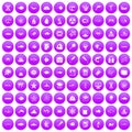 100 oceanology icons set purple