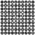 100 oceanology icons set black circle Royalty Free Stock Photo