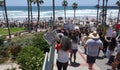 Oceanside, CA / USA - June 7, 2020: Peaceful Black Lives Matter protest march reaches the beach