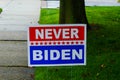 Never Biden lawn sign on display in Long Island, New York
