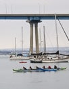 An Oceanside Outrigger Canoe Club Practices Near Coronado Tidelands Park, Coronado Island Royalty Free Stock Photo