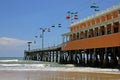 Oceanside pier with chair lift Royalty Free Stock Photo