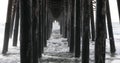 Oceanside Pier waves splashing on pylons California 4K