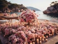 oceanside wedding party, romantic style beach party