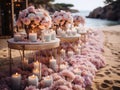 oceanside wedding party, romantic style beach party