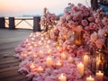 oceanside wedding party, romantic style beach party