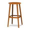 Ocher wooden bar stools with seats isolated on background. Single object realistic design vector illustration Royalty Free Stock Photo