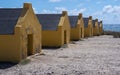 Ocher yellow slave houses on the south side of Bonaire.