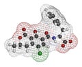 Ochratoxin A mycotoxin molecule. 3D rendering. Atoms are represented as spheres with conventional color coding: hydrogen (white), Royalty Free Stock Photo