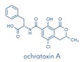 Ochratoxin A mycotoxin molecule. Skeletal formula. Royalty Free Stock Photo