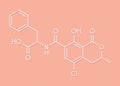 Ochratoxin A mycotoxin molecule. Skeletal formula.