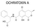Ochratoxin A mycotoxin molecule. Skeletal formula. Chemical structure Royalty Free Stock Photo
