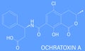 Ochratoxin A mycotoxin molecule. Skeletal formula. Chemical structure