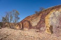 Ochre mine, used by aboriginal Australian as raw material for paintings and ceremonial body decoration. Gravel on the floor. Ochre