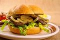 Ochsen Semmel - Grilled beef with onion rings in bun Royalty Free Stock Photo