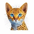 Ocicat puppy cat portrait realistic.