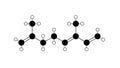 ocimene molecule, structural chemical formula, ball-and-stick model, isolated image alpha-ocimene