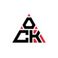 OCK triangle letter logo design with triangle shape. OCK triangle logo design monogram. OCK triangle vector logo template with red Royalty Free Stock Photo