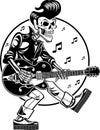 ROckabilly skeleton singing and playing electric guitar Royalty Free Stock Photo