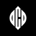 OCO circle letter logo design with circle and ellipse shape. OCO ellipse letters with typographic style. The three initials form a Royalty Free Stock Photo
