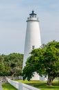 The Ocracoke Lighthouse and Keeper's Dwelling on Ocracoke Island Royalty Free Stock Photo