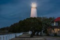 Ocracoke Lighthouse at night Royalty Free Stock Photo