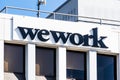 Oct 18, 2019 Berkeley / CA / USA - Close up of WeWork sign displayed on the building offering co-working office space in downtown