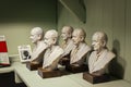 Busts of President Lyndon Johnson that he gave away as gifts stored in a closet at his Texas