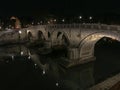 Ponte Sisto: Bridge over the Tiber River at night, Rome, Italy