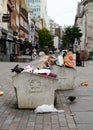 14 oct 2022 - london uk: london street with rubbish and litter and crows