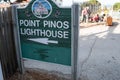 PACIFIC GROVE, CA Sign for Point Pinos Lighthouse, the longest continuous use lighthouse on the West Coast. Located Royalty Free Stock Photo