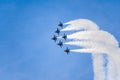Oct 12, 2019 San Francisco / CA / USA - The Blue Angels flying in formation for Fleet Week airshow; The Blue Angels is the United