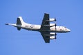 Oct 12, 2019 San Francisco / CA / USA - Close up of US Navy Lockheed P-3C Orion aircraft in mid-flight; San Francisco Fleet Week Royalty Free Stock Photo