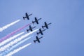 Oct 12, 2019 San Francisco / CA / USA - The Patriots Jet Team performing in the airshow during the Fleet Week event; The Patriots Royalty Free Stock Photo