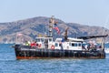 Oct 12, 2019 San Francisco / CA / USA - RV Clifford A. Barnes, a research vessel, cruising in San Francisco Bay; Angel Island Royalty Free Stock Photo