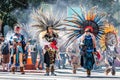 Oct 20, 2019 San Jose / CA / USA - Participants at the Day of the Dead Dia de Los Muertos procession carrying offers; Capulli Royalty Free Stock Photo