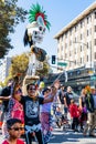 Oct 20, 2019 San Jose / CA / USA - Participants at the Day of the Dead Dia de Los Muertos procession taking place in South San Royalty Free Stock Photo