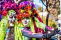 Oct 20, 2019 San Jose / CA / USA - Portrait of women with sugar-skull make-up, participating at Dia de Los Muertos Day of the Royalty Free Stock Photo